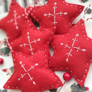 Bababarát nagy karácsonyi filc díszek, nagy fehér csillagok , Karácsony, Karácsonyi lakásdekoráció, Karácsonyfadíszek, Varrás, MESKA