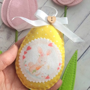 Nagyméretű masnis filc tojások - ünnepi díszek, dekorációk - húsvéti díszek és dekorációk - húsvéti tojásfadíszek - Meska.hu