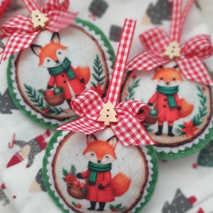 Bababarát karácsonyi filc díszek, erdei állatos - karácsony - karácsonyi lakásdekoráció - karácsonyfadíszek - Meska.hu