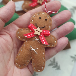 Bababarát karácsonyi filc díszek, mézi, fenyőfa, házikó - karácsony - karácsonyi lakásdekoráció - karácsonyfadíszek - Meska.hu