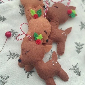 Bababarát karácsonyi filc díszek, őzikék - Meska.hu