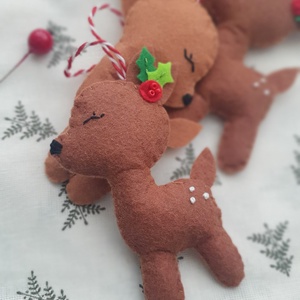 Bababarát karácsonyi filc díszek, őzikék - karácsony - karácsonyi lakásdekoráció - karácsonyfadíszek - Meska.hu