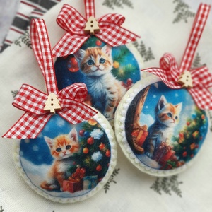 Bababarát karácsonyi filc díszek, cicák - Meska.hu