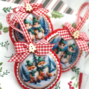 Bababarát karácsonyi filc díszek, erdei állatos - karácsony - karácsonyi lakásdekoráció - karácsonyfadíszek - Meska.hu