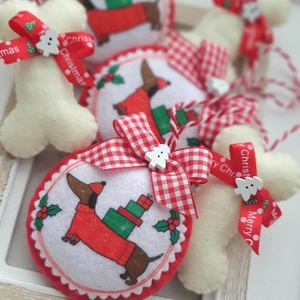 Bababarát karácsonyi filc díszek, tacsik és csontok, Karácsony, Karácsonyi lakásdekoráció, Karácsonyfadíszek, Varrás, MESKA
