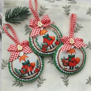 Bababarát karácsonyi filc díszek, rókák - karácsony - karácsonyi lakásdekoráció - karácsonyfadíszek - Meska.hu
