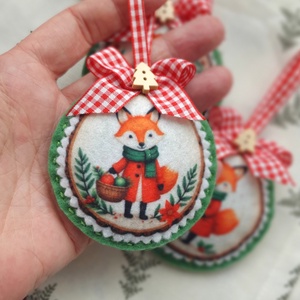 Bababarát karácsonyi filc díszek, rókák - karácsony - karácsonyi lakásdekoráció - karácsonyfadíszek - Meska.hu