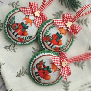 Bababarát karácsonyi filc díszek, rókák - karácsony - karácsonyi lakásdekoráció - karácsonyfadíszek - Meska.hu