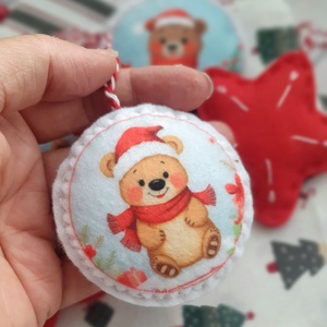 Bababarát karácsonyi filc díszek, macik és csillagok - karácsony - karácsonyi lakásdekoráció - karácsonyfadíszek - Meska.hu