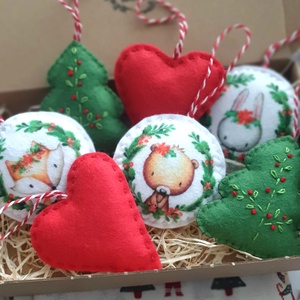 Bababarát karácsonyi filc díszek, manók és csillagok, Karácsony, Karácsonyi lakásdekoráció, Karácsonyfadíszek, Varrás, MESKA