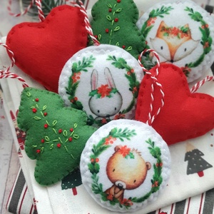 Bababarát karácsonyi filc díszek, manók és csillagok - karácsony - karácsonyi lakásdekoráció - karácsonyfadíszek - Meska.hu