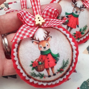 Bababarát karácsonyi filc díszek, mókusok, Karácsony, Karácsonyi lakásdekoráció, Karácsonyfadíszek, Varrás, MESKA