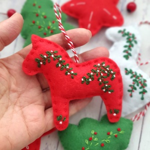 Bababarát karácsonyi filc díszek, dala horse - karácsony - karácsonyi lakásdekoráció - karácsonyfadíszek - Meska.hu