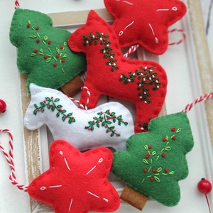 Bababarát karácsonyi filc díszek, dala horse, Karácsony, Karácsonyi lakásdekoráció, Karácsonyfadíszek, Varrás, MESKA