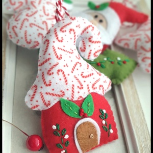 Bababarát karácsonyi filc díszek, mikulás, házikó, fenyőfa - karácsony - karácsonyi lakásdekoráció - karácsonyfadíszek - Meska.hu