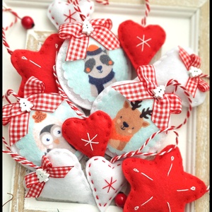 Bababarát karácsonyi filc díszek, mikulás, házikó, norvégmintás, skandináv,  - Meska.hu