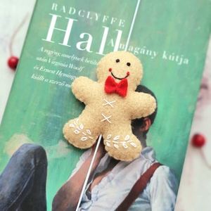 Mézis gyapjúfilc gumis könyvjelző, mézeskalács figura, karácsony, ajándék, könyv - Meska.hu