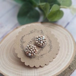 Gyöngyös gyapjúfilc fülbevaló, ékszer, ajándék , Ékszer, Fülbevaló, Pötty fülbevaló, Ékszerkészítés, Gyöngyfűzés, gyöngyhímzés, MESKA