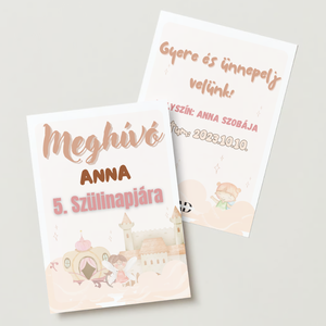Születésnapi királylányos meghívó - otthon & életmód - papír, írószer - ajándékozás kellékei - meghívó - Meska.hu