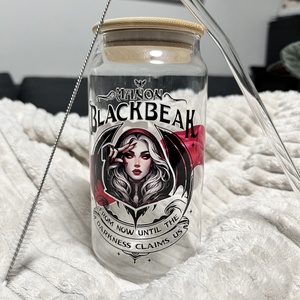 Üvegtrón ihlette pohár kupakkal, szívószállal - Feketecsőrű Manon - Meska.hu