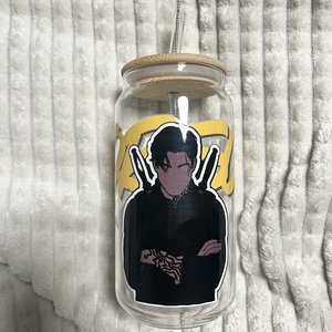 Negyedik szárny üvegpohár szívószállal - otthon & életmód - konyhafelszerelés, tálalás - tálalás - boros poharak, szettek - Meska.hu