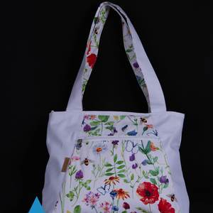 Virágos cordura fehér shopper bag, Táska & Tok, Variálható táska, Varrás, MESKA