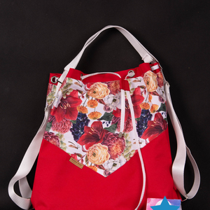 Variálható Design Táska, Piros virágos shopper bag, Táska & Tok, Variálható táska, Varrás, MESKA