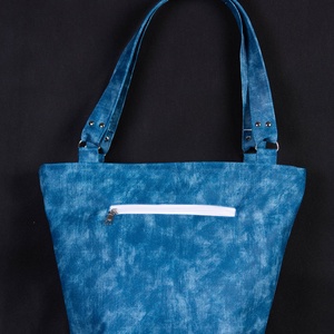 Elegáns ökobőr kék shopper bag - táska & tok - variálható táska - Meska.hu