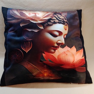 Buddha narancs lótuszvirággal, diszpárna, Otthon & Életmód, Dekoráció, Spiritualitás, Mandala, Varrás, MESKA