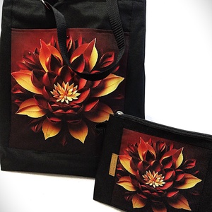 Bordó lótuszvirágos shopper bag - táska & tok - variálható táska - Meska.hu