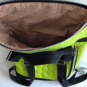 Neon-zöld/margarétás rolltop hátizsák - táska & tok - hátizsák - roll top hátizsák - Meska.hu