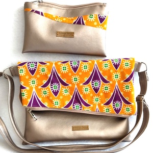 Samira Variálható Design Táska, metál műbőr/afrikai pamutvászon, Táska & Tok, Variálható táska, Varrás, MESKA