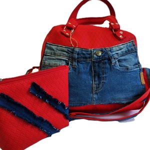 Újrahasznosított farmer sport táska - táska & tok - hátizsák - hátizsák - Meska.hu