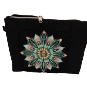 Türkiz kék  mandala-virág motívumos neszesszer/táskarendező, Táska & Tok, Neszesszer, Varrás, MESKA