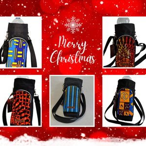 Sötét zöld alapon/mintás afrikai pamutvászon multifunkciós kulacs és telefontartó táska - táska & tok - edzőtáskák - sporttáska - Meska.hu