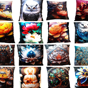 Napsárga lótuszvirág, díszpárna-Több minta! - otthon & életmód - dekoráció - spiritualitás - mandala - Meska.hu