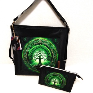 Zöld életfa motívumos táska szett - Meska.hu
