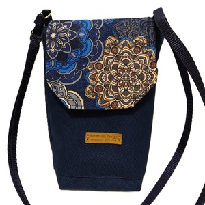 Tengerészkék mobil tok, telefon tartó kistáska barna mandala mintával Több minta, Táska & Tok, Pénztárca & Más tok, Telefontok, Varrás, MESKA