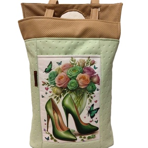 Pasztell zöld kézitáska és hátizsák rózsák/ cipellők - táska & tok - kézitáska & válltáska - kézitáska - Meska.hu