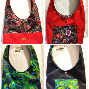 Pipacs/lila harangvirág motívumos  shopper bag batyu táska - táska & tok - kézitáska & válltáska - válltáska - Meska.hu