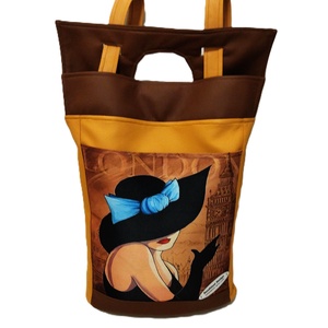 Dögös csajos mustár-sárga/ barna óriás shopper, Táska & Tok, Kézitáska & válltáska, Nagy pakolós táska, Varrás, MESKA