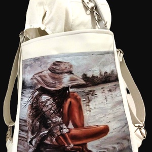 Elegáns fehér ökobőr  multifunkciós táska - táska & tok - variálható táska - Meska.hu