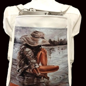 Elegáns fehér ökobőr  multifunkciós táska - táska & tok - variálható táska - Meska.hu