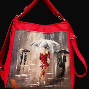 Vagány csajos piros multifunkciós táska, Táska & Tok, Variálható táska, Varrás, MESKA