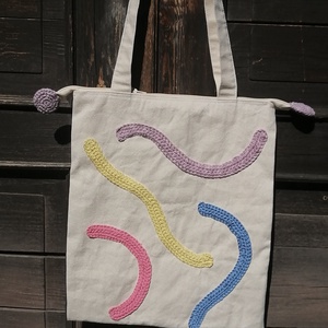 Vonalmintás tote bag - táska & tok - bevásárlás & shopper táska - shopper, textiltáska, szatyor - Meska.hu