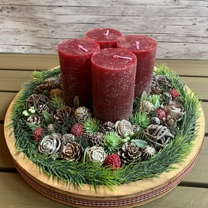 Bordó adventi asztaldísz - karácsony - adventi díszek - adventi asztaldísz - Meska.hu