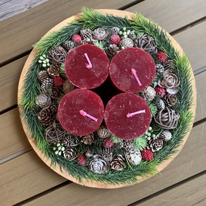 Bordó adventi asztaldísz - karácsony - adventi díszek - adventi asztaldísz - Meska.hu