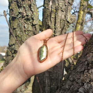 Labradorit medál , Ékszer, Nyaklánc, Medálos nyaklánc, Ékszerkészítés, Fémmegmunkálás, MESKA