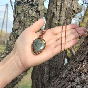 Labradorit medál , Ékszer, Nyaklánc, Medálos nyaklánc, Ékszerkészítés, Fémmegmunkálás, MESKA