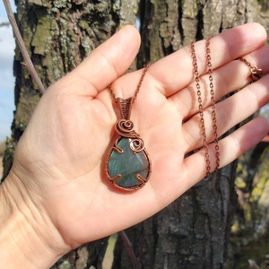 Labradorit medál , Ékszer, Nyaklánc, Medálos nyaklánc, Ékszerkészítés, Fémmegmunkálás, MESKA